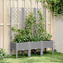 Maison Chic Jardinière,Bac à fleurs avec treillis - pot de fleur gris clair 120x40x142 cm PP -GKD42736