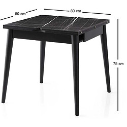 Avis Hanah Home Table de repas extensible Totem noir, noir marbré.