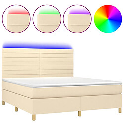 vidaXL Sommier à lattes de lit et matelas et LED Crème 160x200cm Tissu