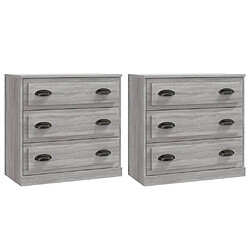 Maison Chic Ensemble de 2 Buffets,commode,console pour rangement sonoma gris bois d'ingénierie -MN70100