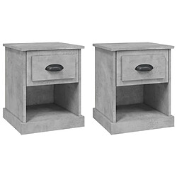 vidaXL Tables de chevet 2 pcs gris béton 39x39x47,5 cm bois ingénierie