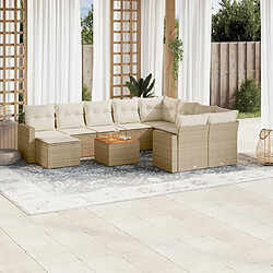 Maison Chic Salon de jardin 11 pcs avec coussins, Ensemble Tables et chaises d'extérieur beige résine tressée -GKD363813