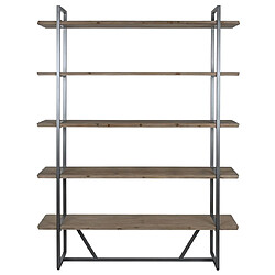 Pegane Etagère, meuble étagère murale en bois coloris naturel et métal noir - longueur 148 x profondeur 36 x Hauteur 200 cm