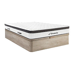 Vente-Unique Ensemble 140 x 190 cm sommier coffre naturel clair + matelas ressorts ensachés et surmatelas intégré ép.34cm - COSMOPOLITAIN II de YSMÉE