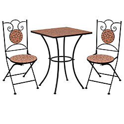 Maison Chic Mobilier de bistro et chaises de jardin 3 pcs mosa?que Carreau céramique Terre cuite -GKD961718