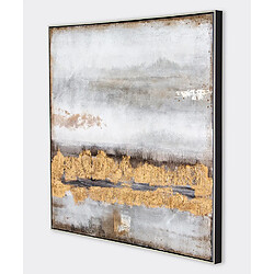 Pegane Tableau peinture à l'huile sur toile,peinte à la main avec cadre en bois argenté - Longueur 100 x Profondeur 4 x Hauteur 100 cm