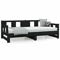 Maison Chic Lit d'appoint Noir Bois de pin solide 2x(90x190)cm,Lit coulissant Lit de repos -GKD35345 pas cher