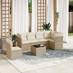 vidaXL Salon de jardin avec coussins 7 pcs beige résine tressée