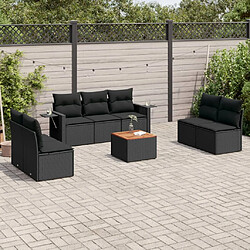 vidaXL Salon de jardin 8 pcs avec coussins noir résine tressée 