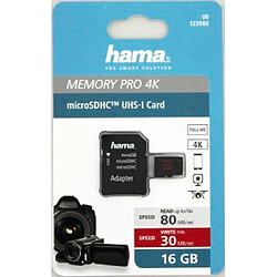 Hama Carte microSDHC 16GB UHS Speed Class 3 UHS-I 80MB/s + adapat./photo