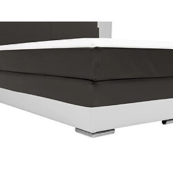 Acheter Vente-Unique Ensemble complet boxspring tête de lit avec leds + sommiers + matelas + surmatelas - 180 x 200 cm - Simili - Blanc et gris - ASTI de YSMÉE