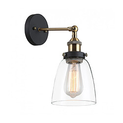 Luminaire Center Applique murale industrielle et rétro Francis Noir, doré Coloris : Noir, doré Coloris de l'abat jour : Transparent Matèriau : Acier, verre Hauteur en Cm : 24 Longueur en Cm : 20 Largeur en Cm : 14,5 IP : 20 N