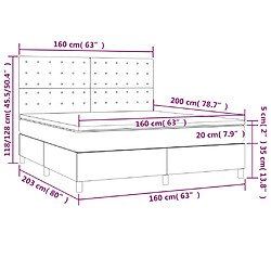 Acheter vidaXL Sommier à lattes de lit matelas et LED Marron foncé 160x200 cm