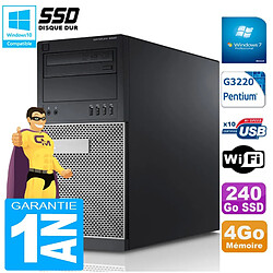 PC Tour DELL 9020 Intel G3220 Ram 4Go Disque 240 Go SSD Graveur DVD Wifi W7 · Occasion 