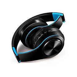 Wewoo Casque sans fil Bluetooth pliable écouteurs réglables avec microphone (noir bleu) 