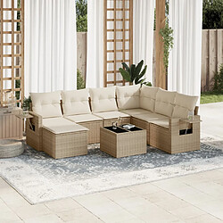 vidaXL Salon de jardin avec coussins 8 pcs beige résine tressée 