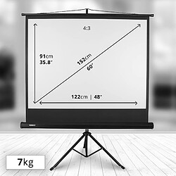 Duronic TPS60 /43 Ecran de Projection sur trépied 60 Pouces 4:3/122 x 91 cm - 4K Full HD 3D