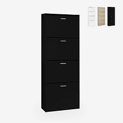 Ahd Amazing Home Design Armoire à chaussures vertical 63x24x154cm 4 portes et 24 paires Kingad, Couleur: Noir