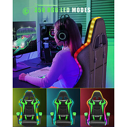 Chaise de jeu avec lumières LED RGB - chaises de jeu vidéo Rattantree - Chaise de bureau ergonomique - Support dorsal haut - Support lombaire - Chaise de jeu PC Vert pas cher