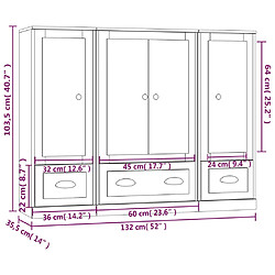 vidaXL Buffets 3 pcs chêne marron bois d'ingénierie pas cher