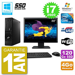 PC Fujitsu Esprimo E500 E85+ DT Ecran 22" i7-2600 RAM 4Go SSD 120Go DVD Wifi W7 - Occasion