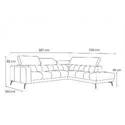 Acheter Courtois Laville Canapé d'angle droit 5 places tissu rouge - Morello