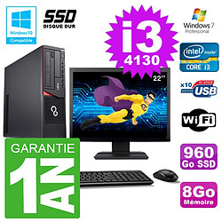 PC Fujitsu Esprimo E720 E85+ DT Ecran 22'' i3-4130 RAM 8Go 960 Go SSD Wifi W7 · Occasion 