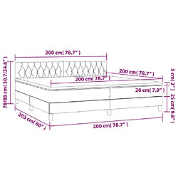 vidaXL Sommier à lattes de lit et matelas et LED Crème 200x200cm Tissu pas cher