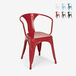 Ahd Amazing Home Design Chaises industrielles Tolix avec accoudoirs en acier pour cuisine et bar Steel Arm, Couleur: Rouge