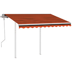 Maison Chic Auvent manuel rétractable,Store manuel de porte avec poteaux 3x2,5 m Orange et marron -GKD31582