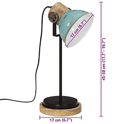 vidaXL Lampe de bureau 25 W bleu délavé 17x17x50 cm E27 pas cher