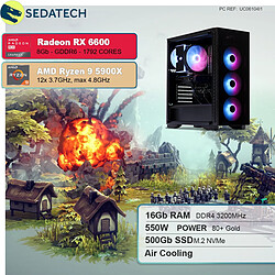 Sedatech PC Gamer • AMD Ryzen 9 5900X • RX 6600 • 16Go RAM • 500Go SSD M.2 • sans OS