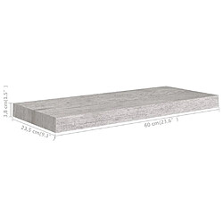 Acheter vidaXL Étagères murales flottantes 2 pcs gris béton 60x23,5x3,8 cm MDF