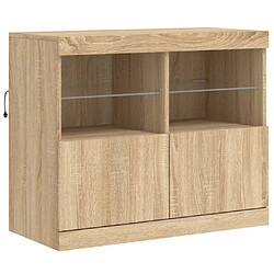 Avis Maison Chic Commode Buffet - Meuble de rangement avec lumières LED chêne sonoma 81x37x67 cm -GKD25719