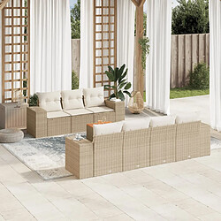 vidaXL Salon de jardin avec coussins 8 pcs beige résine tressée