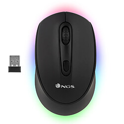 NGS SMOG-RB: Souris sans fil rechargeable Bluetooth multi-dispositifs avec lumières Led. 2.4Ghz + BT3.0 + BT5.0. Ambidextre, Couleur Noir