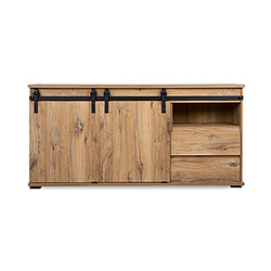 Avis Mes Buffet 2 portes 2 tiroirs 180x40x87 cm chêne clair - OSIR