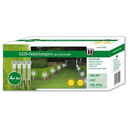 HI Lampes de jardin à LED solaires 4 pcs Acier inoxydable 36 cm