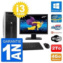 PC Tour HP Pro 6300 CMT Ecran 27" i3-3220 RAM 4Go Disque Dur 2To Windows 10 Wifi · Occasion 