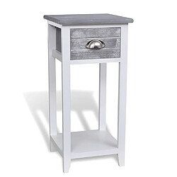 Maison Chic Table de chevet,Table de nuit,Table d'appoint pour salon avec 1 tiroir Gris et blanc -MN75678