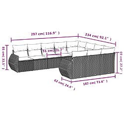 Acheter vidaXL Salon de jardin avec coussins 10 pcs gris clair résine tressée