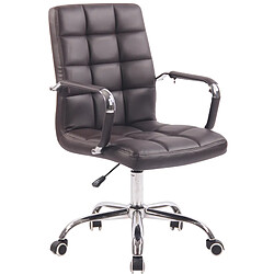 Decoshop26 Fauteuil de bureau sur roulettes hauteur réglable pivotant accoudoirs en PVC marron 10_0002459