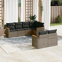 Maison Chic Salon de jardin avec coussins 7 pcs, Ensemble Tables et chaises de jardin, gris résine tressée -GKD129201