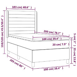 vidaXL Sommier à lattes de lit et matelas Gris clair 100x200cm Velours pas cher