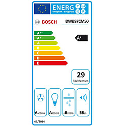 Hotte décorative murale 90cm 55db 721m3/h inox - dwb97cm50 - BOSCH