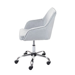 Decoshop26 Fauteuil chaise de bureau sur roulettes pivotant style rétro en tissu velours gris 04_0001849