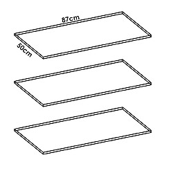 Pegane Lot de 3 étagères pour armoire en bois mélaminé coloris blanc - Longueur 87 x Profondeur 51x Hauteur 1,6 cm