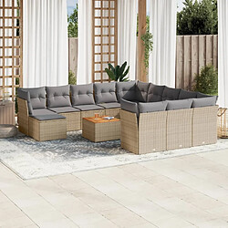 Maison Chic Salon de jardin avec coussins 13 pcs | Ensemble de Table et chaises | Mobilier d'Extérieur beige résine tressée -GKD12787