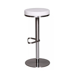 Acheter Mes Tabouret de bar rond réglable en hauteur 38x38x57/82 cm en PU blanc