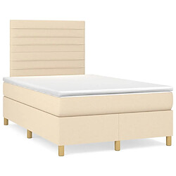 Maison Chic Lit adulte- Lit + matelas + LED,Sommier à lattes de lit matelas et LED crème 120x190 cm tissu -GKD26220